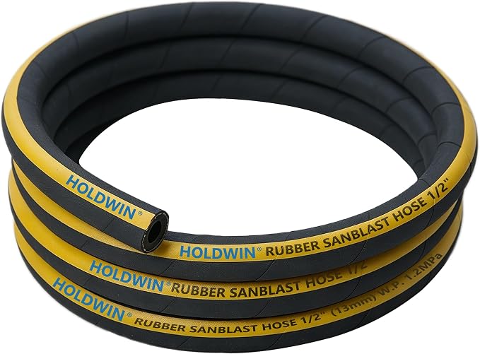 Heavy-Duty Rubber Sandblast Hose – 10 Ft, 1/2" ID, 1"/1 1/2" OD