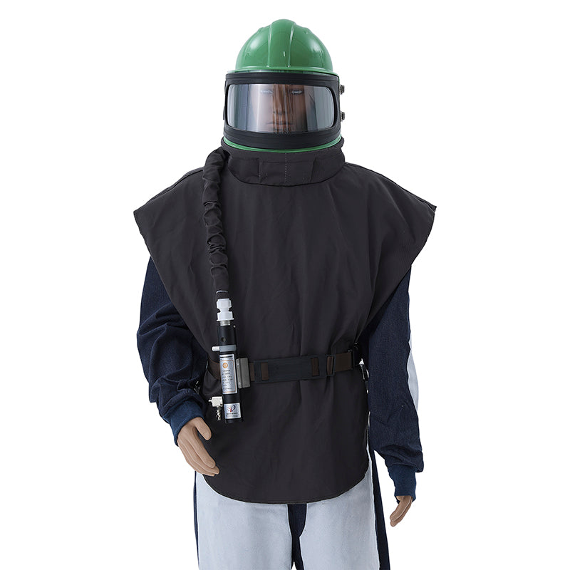 HOLDWIN Sandblaster Helmet Safe Air Feed Sand Blasting hood with Thermostat .5 Pieces Outer Lenses