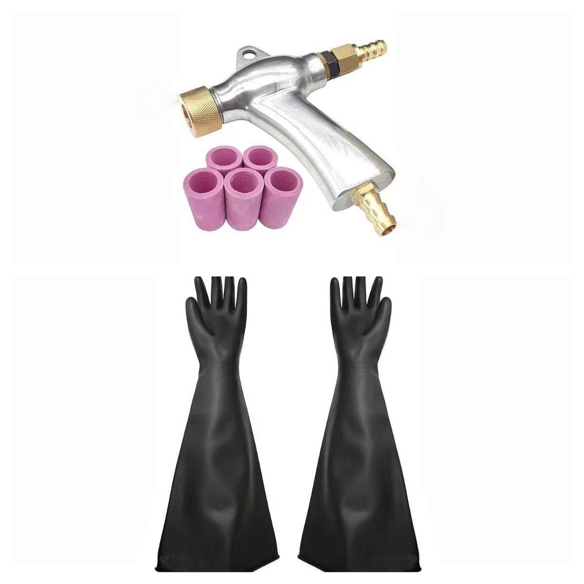 Sandblasting gun + gloves