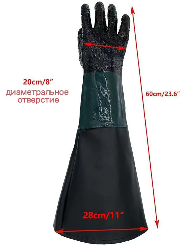 Rubber Sandblaster Gloves for Cabinet Use