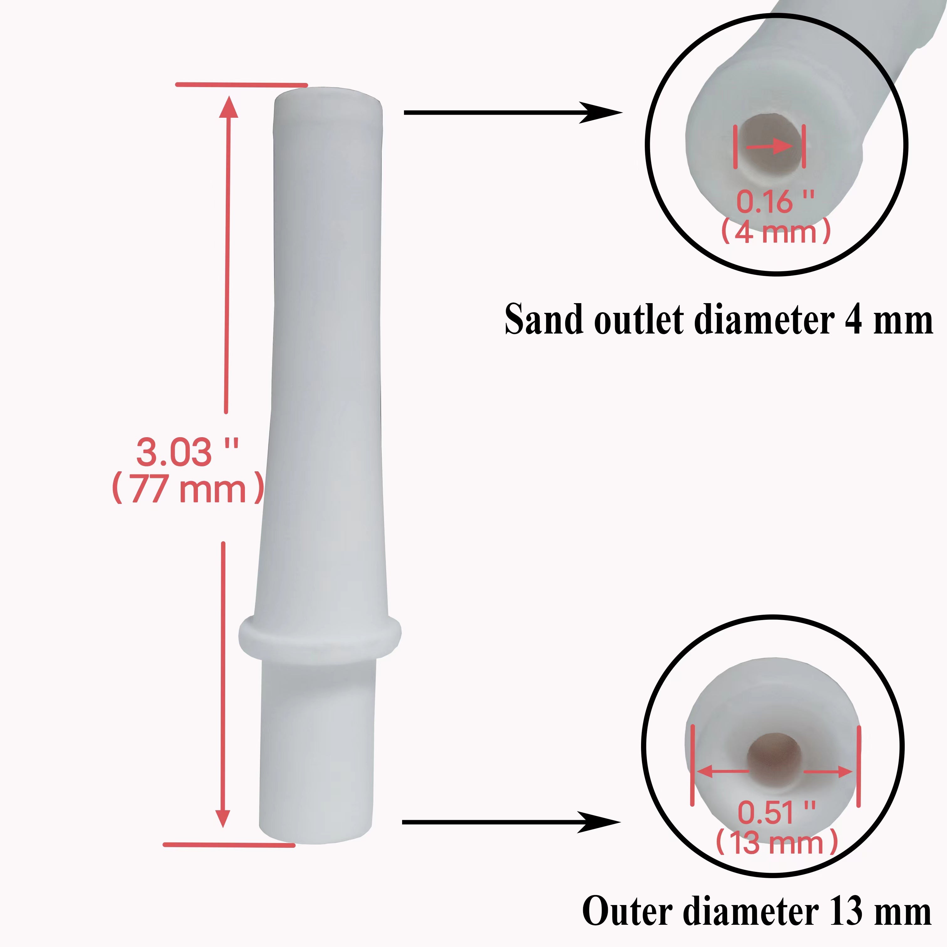 5-Pack Ceramic Sandblasting Nozzles – Flared Mouth Replacement Tips for Sandblaster Guns