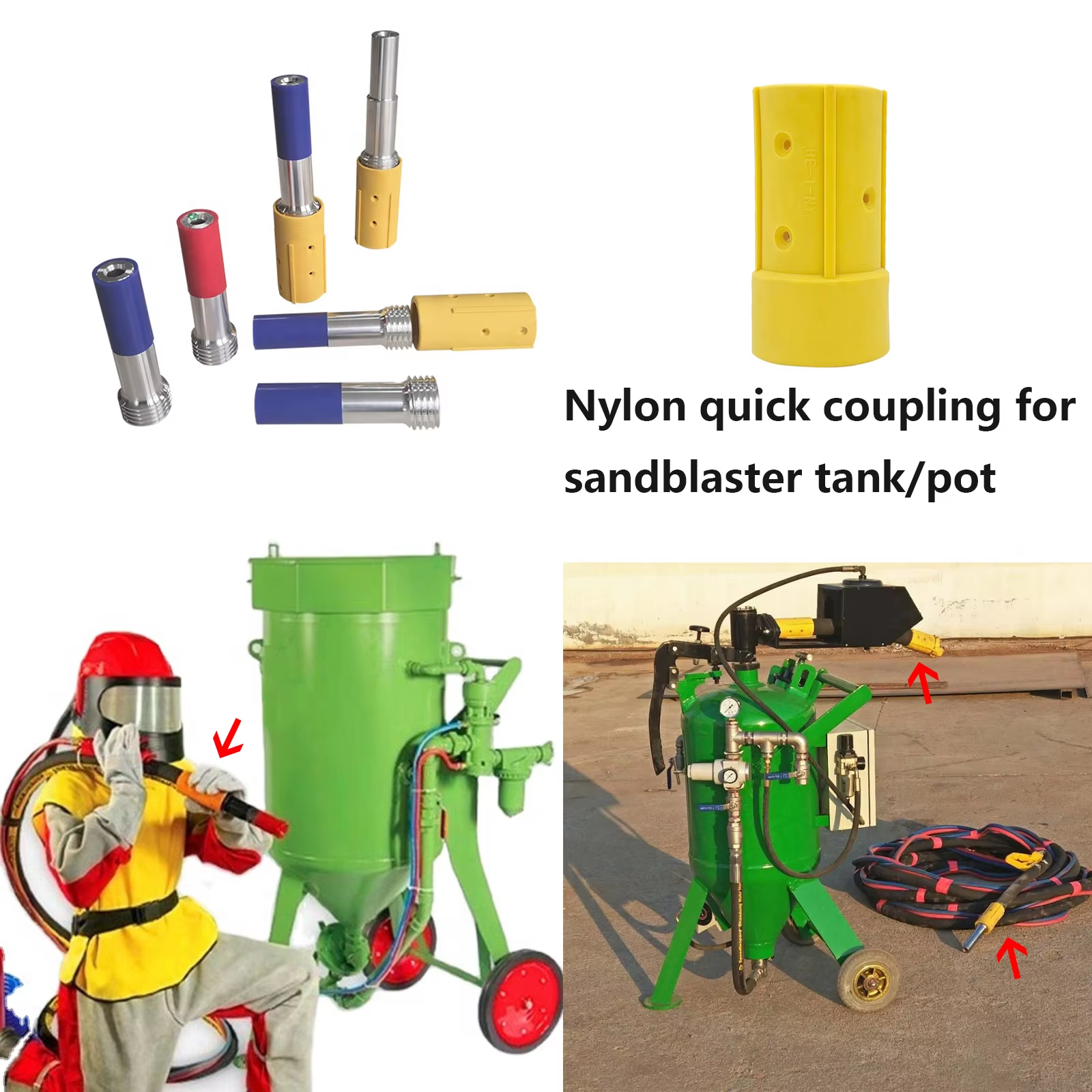 HOLDWIN Yellow Nylon Sandblast Hose Coupling & Nozzle Holder