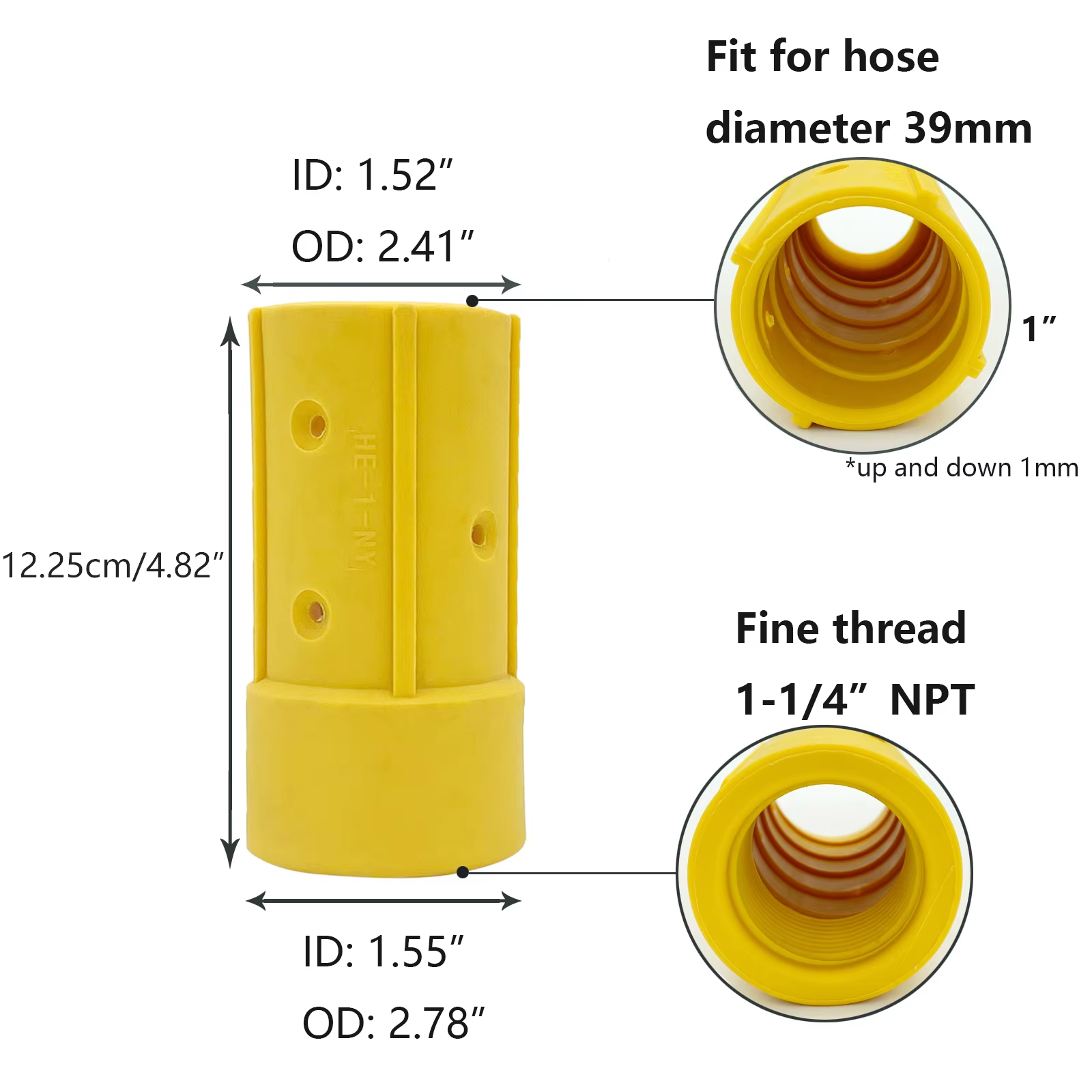HOLDWIN Yellow Nylon Sandblast Hose Coupling & Nozzle Holder
