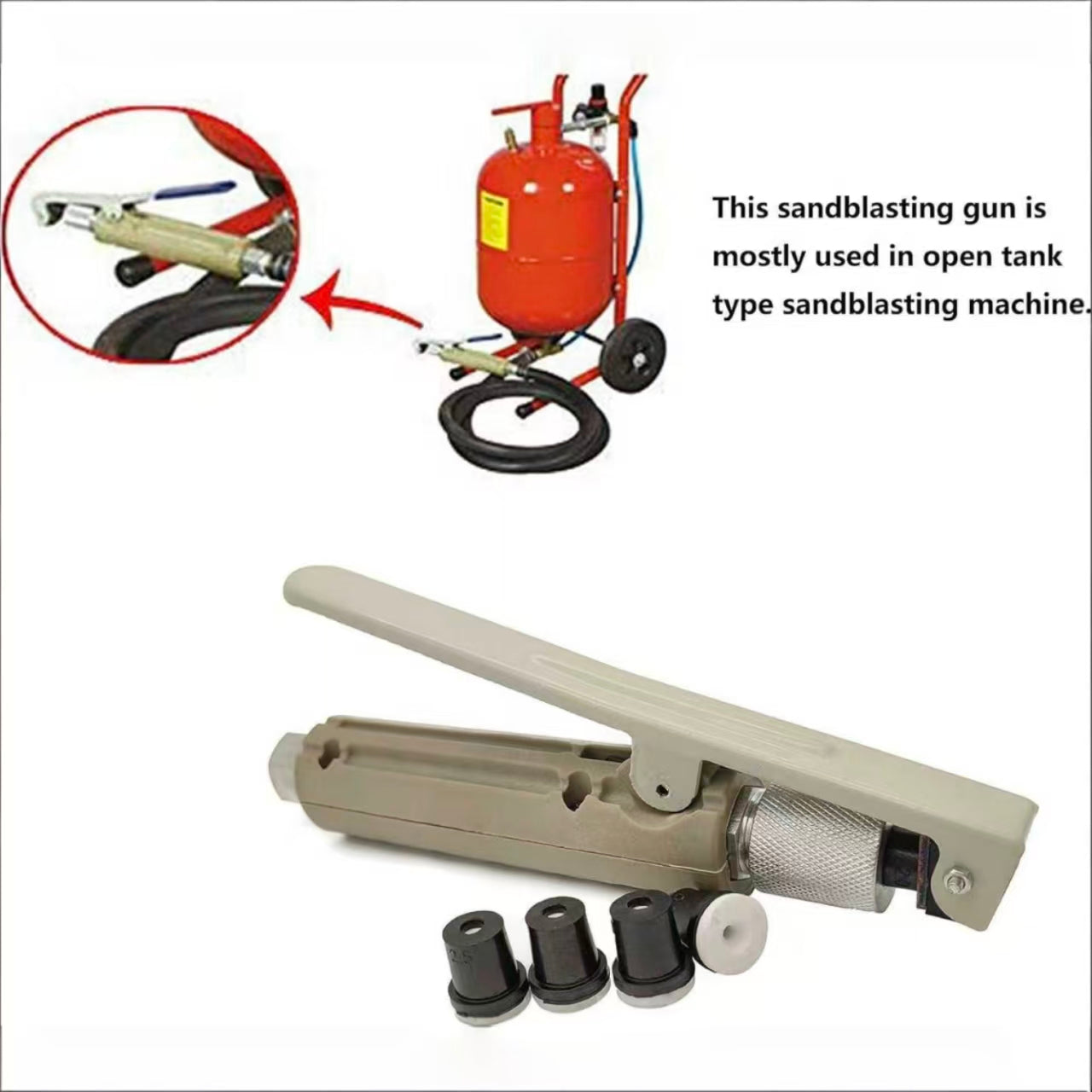 Pneumatic Sandblaster Gun Kit with 4 Ceramic Nozzle Tips for Surface Cleaning