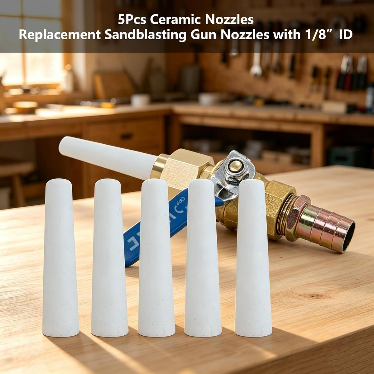 Ceramic Sandblasting Nozzles, 5‑Pack / 10‑Pack | Pneumatic Rust Removal Replacement Tips