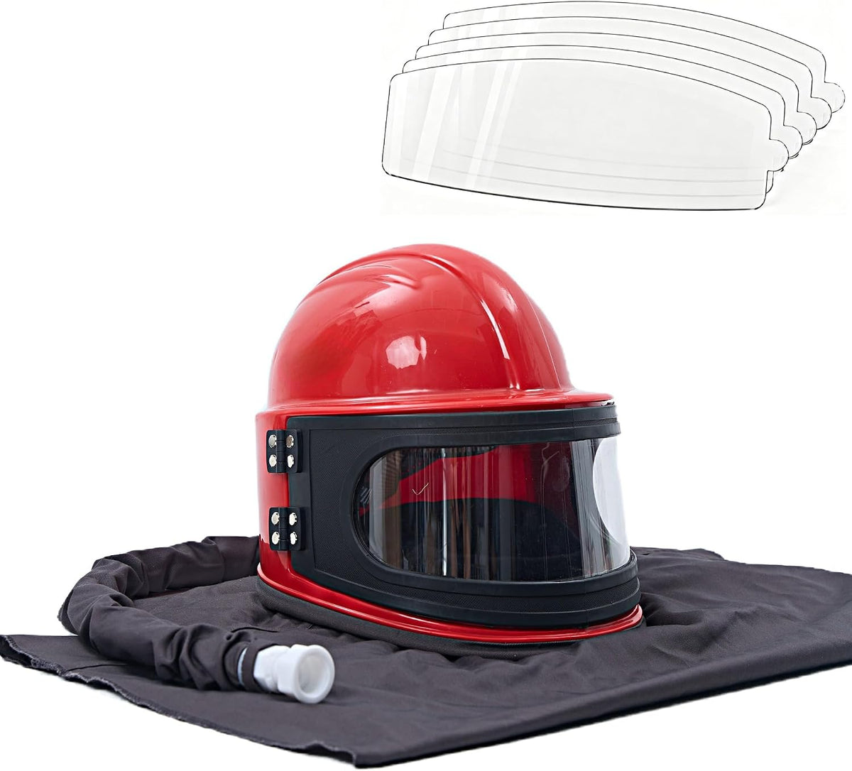 Industrial Sandblasting Helmet with 5 Replaceable Lenses