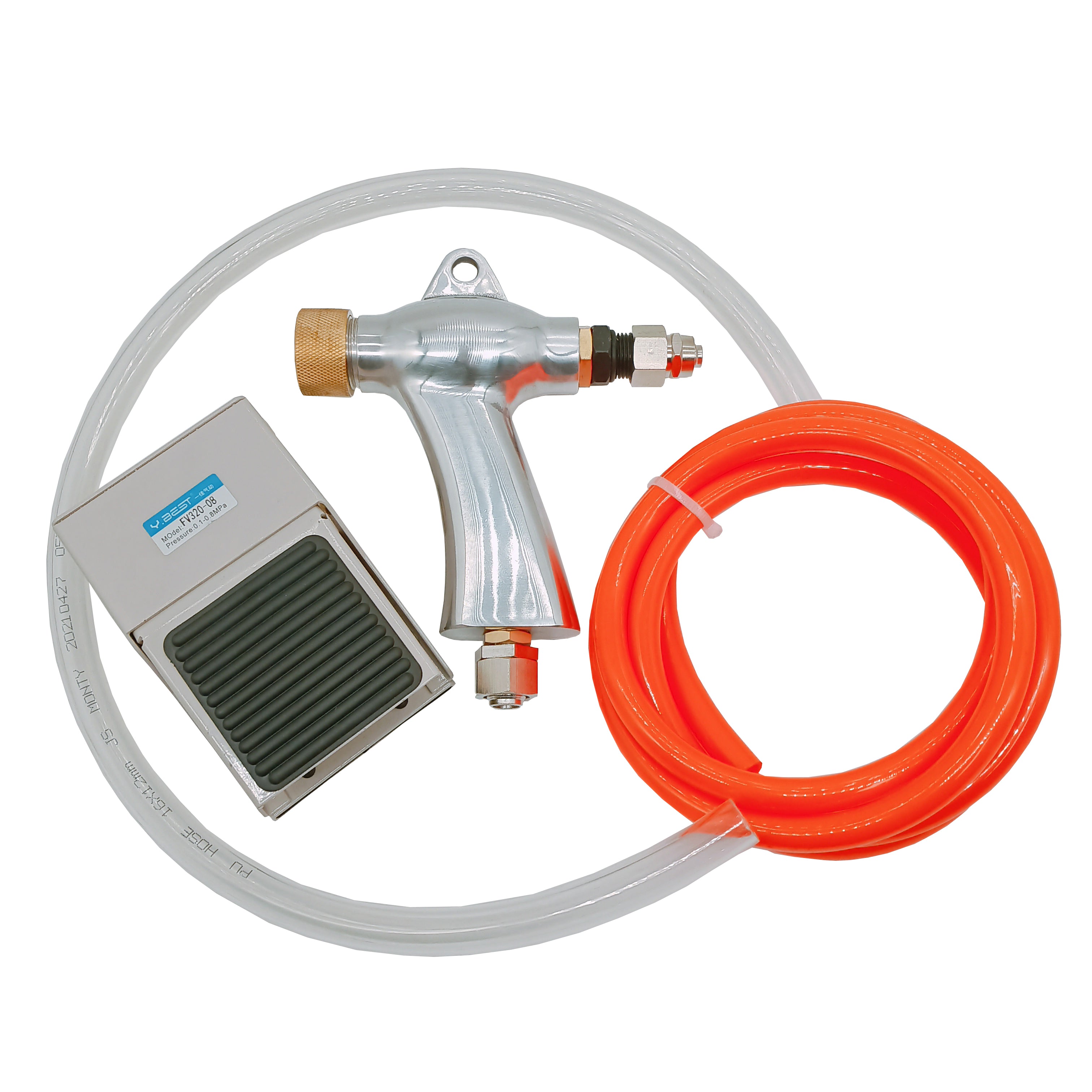 Pneumatic Sandblasting Gun for Rust Removal and Polishing Treatment Sandblaster Gun Kit with Foot Valve PU Air Hose (12mm 16mm)
