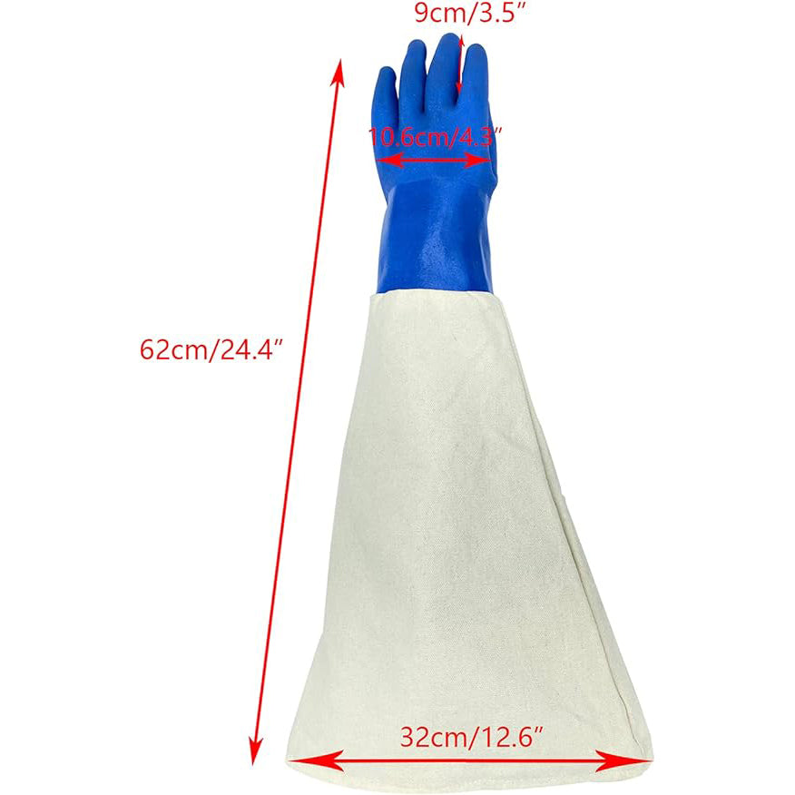 Sandblaster Canvas Rubber Gloves, 24.4” Sandblasting Work Protection Gloves for Sand Blaster Cabinet, Durable Sand Blasting Work Gloves