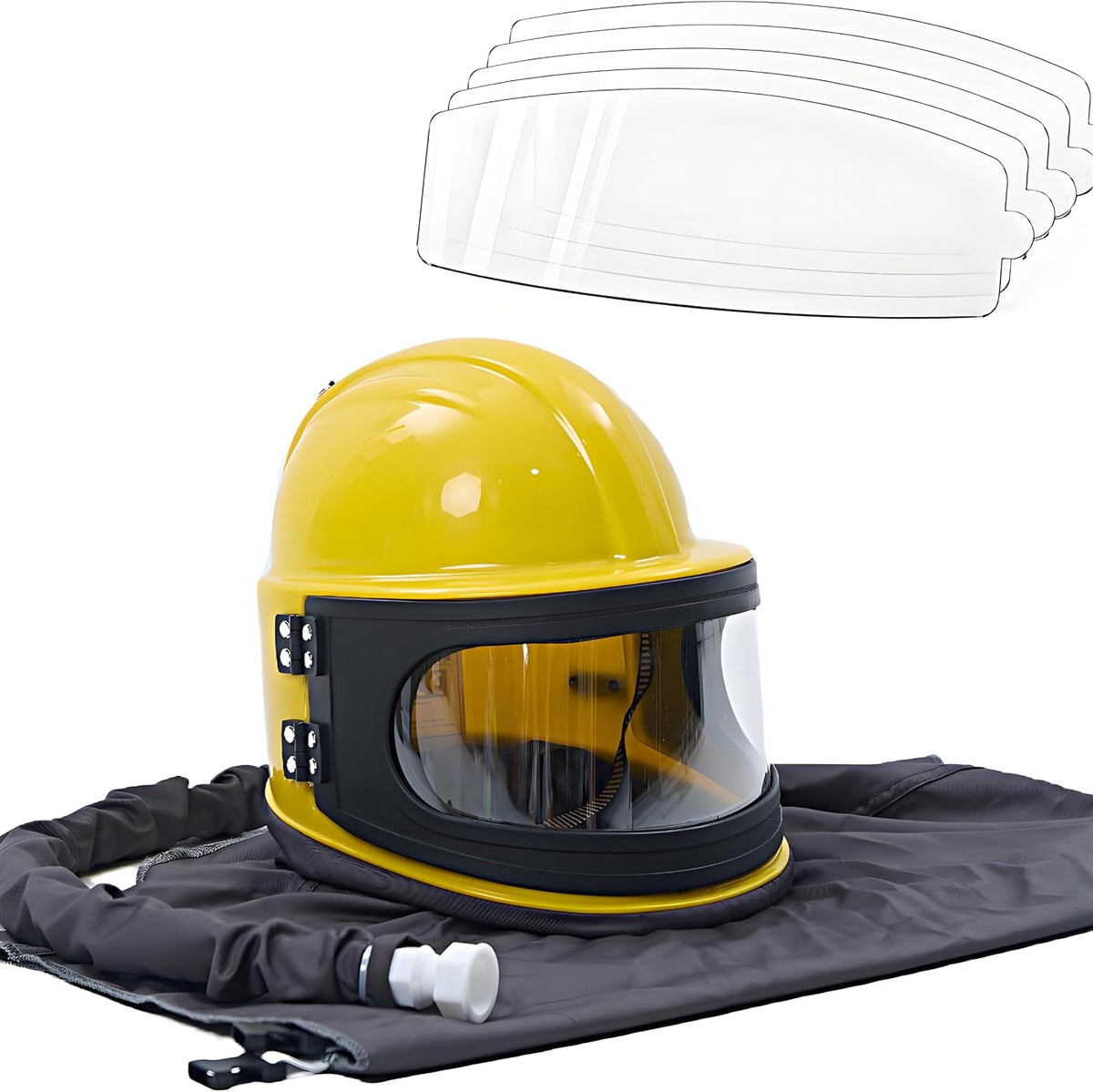 Industrial Sandblasting Helmet with 5 Replaceable Lenses
