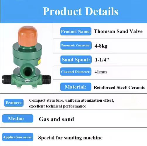 Mobile Sandblasting Machine Sand Regulating Valve Abrasive Valve Pneumatic Thomson Valve