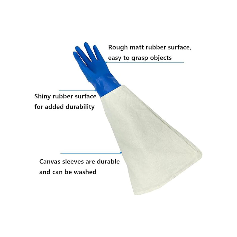 Sandblaster Canvas Rubber Gloves, 24.4” Sandblasting Work Protection Gloves for Sand Blaster Cabinet, Durable Sand Blasting Work Gloves