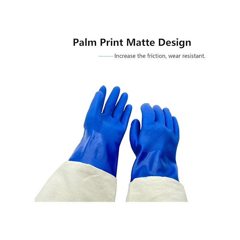 Sandblaster Canvas Rubber Gloves, 24.4” Sandblasting Work Protection Gloves for Sand Blaster Cabinet, Durable Sand Blasting Work Gloves