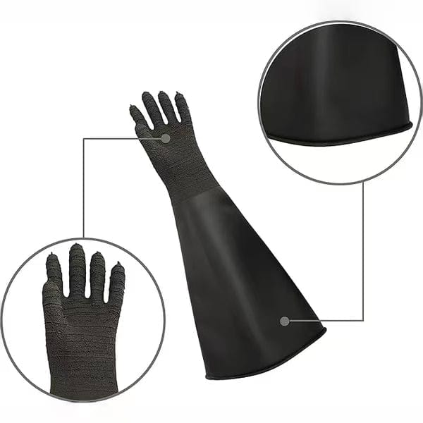 Heavy-Duty Rubber Sandblasting Gloves(Striped model) – 24.8" Long Protective Gloves