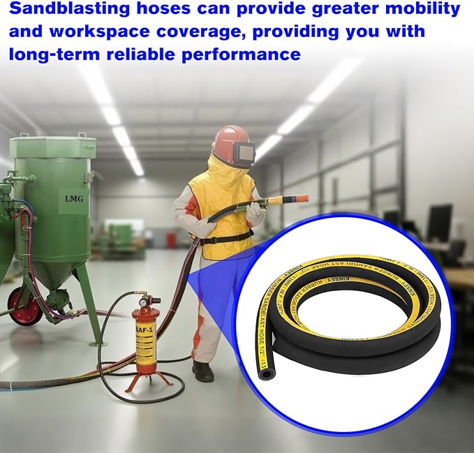 Heavy-Duty Rubber Sandblast Hose – 10 Ft, 1/2" ID, 1"/1 1/2" OD