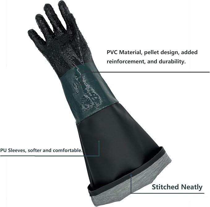 Rubber Sandblaster Gloves for Cabinet Use