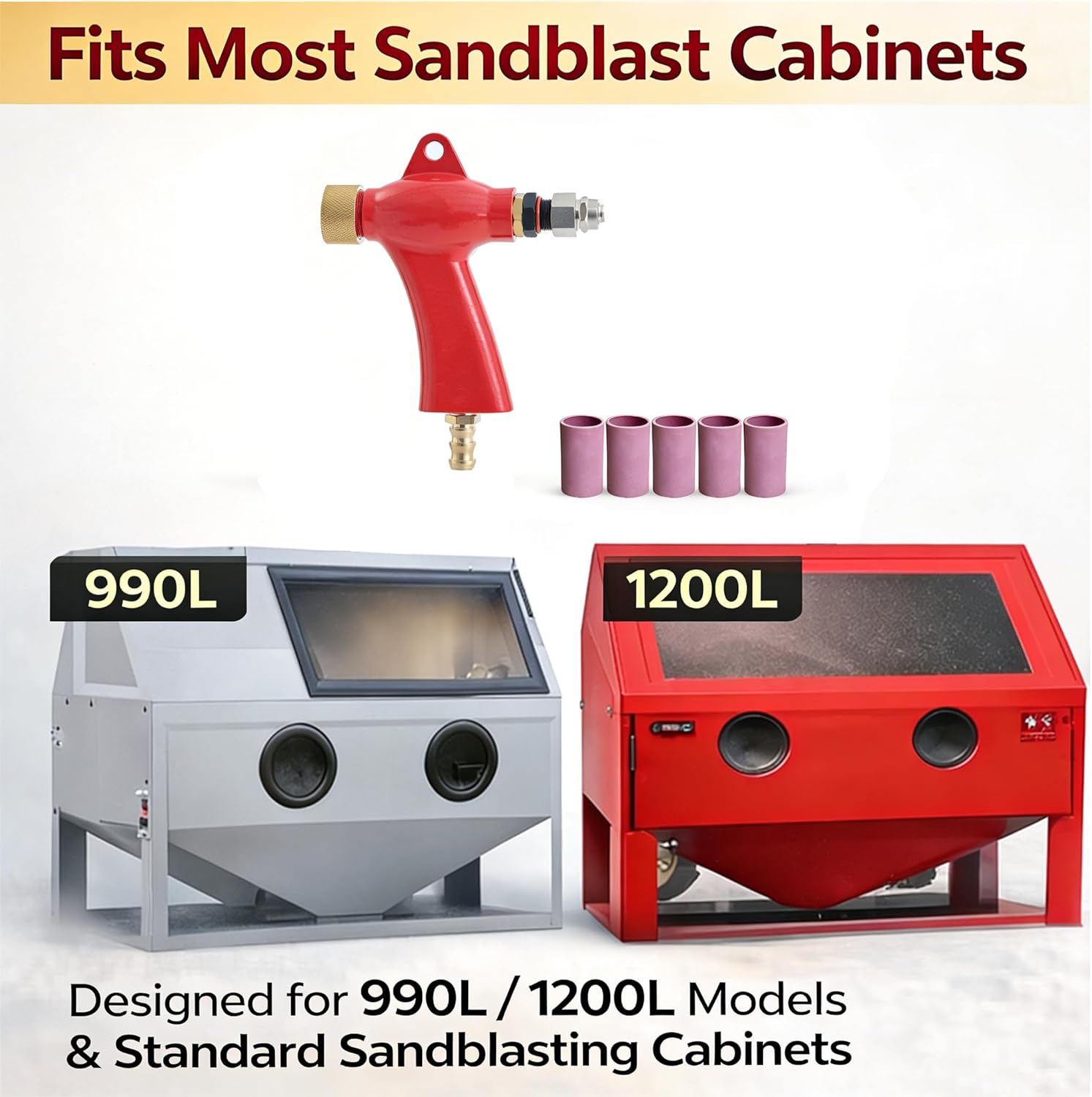 Red Sand Blaster Gun with 5 Ceramic Nozzles for Sandblast Cabinet
