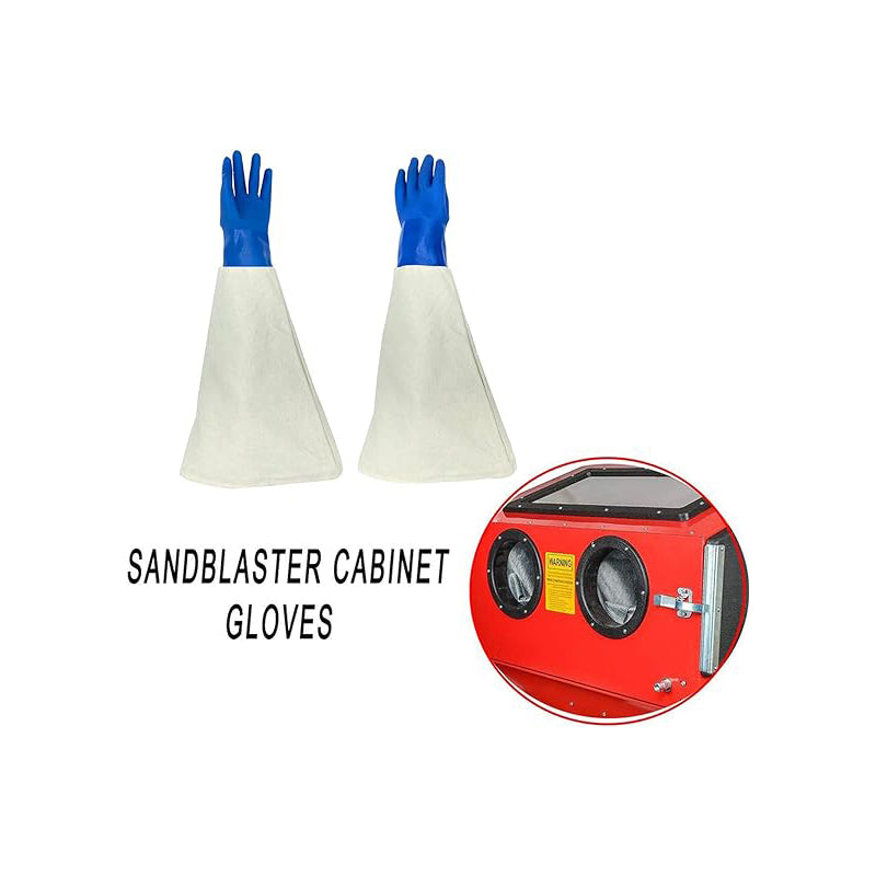 Sandblaster Canvas Rubber Gloves, 24.4” Sandblasting Work Protection Gloves for Sand Blaster Cabinet, Durable Sand Blasting Work Gloves