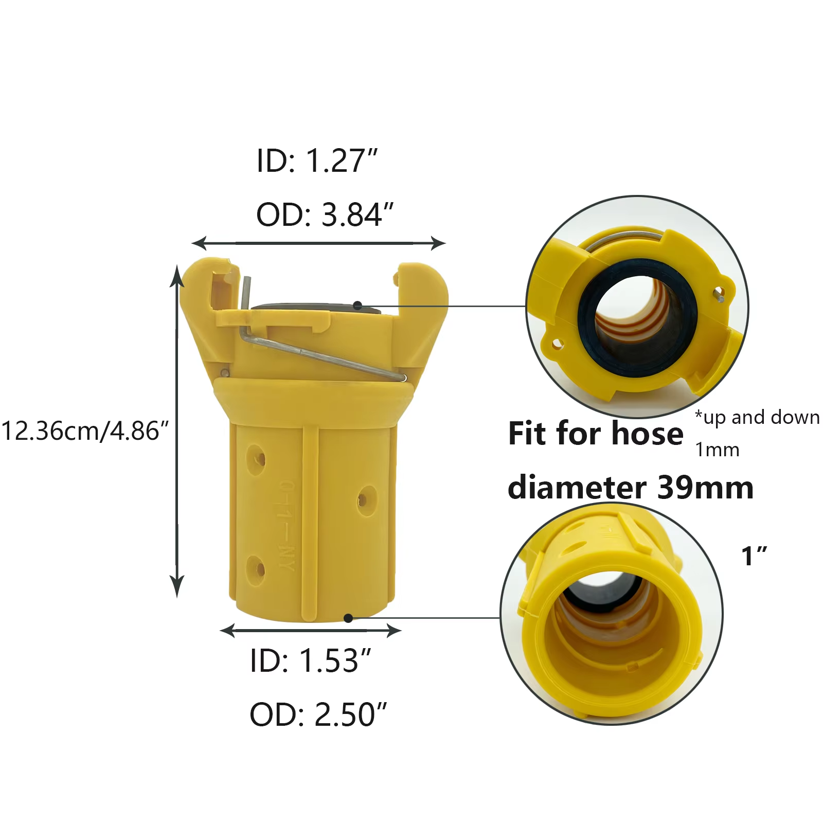 HOLDWIN Yellow Nylon Sandblast Hose Coupling & Nozzle Holder