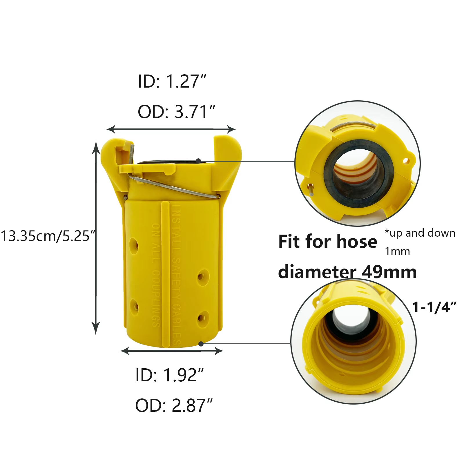 HOLDWIN Yellow Nylon Sandblast Hose Coupling & Nozzle Holder