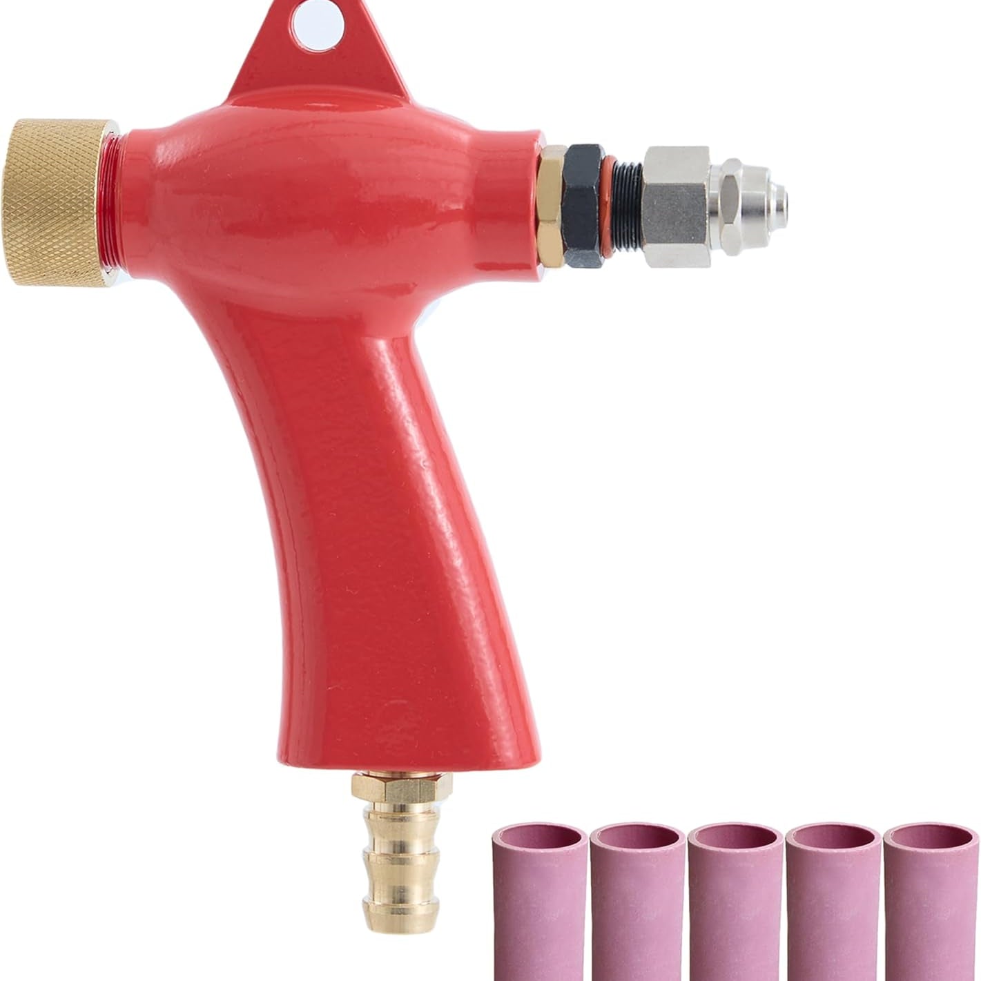 HOLDWIN Red Sand Blaster Gun with 5 Ceramic Nozzles – Sandblast Cabinet Gun