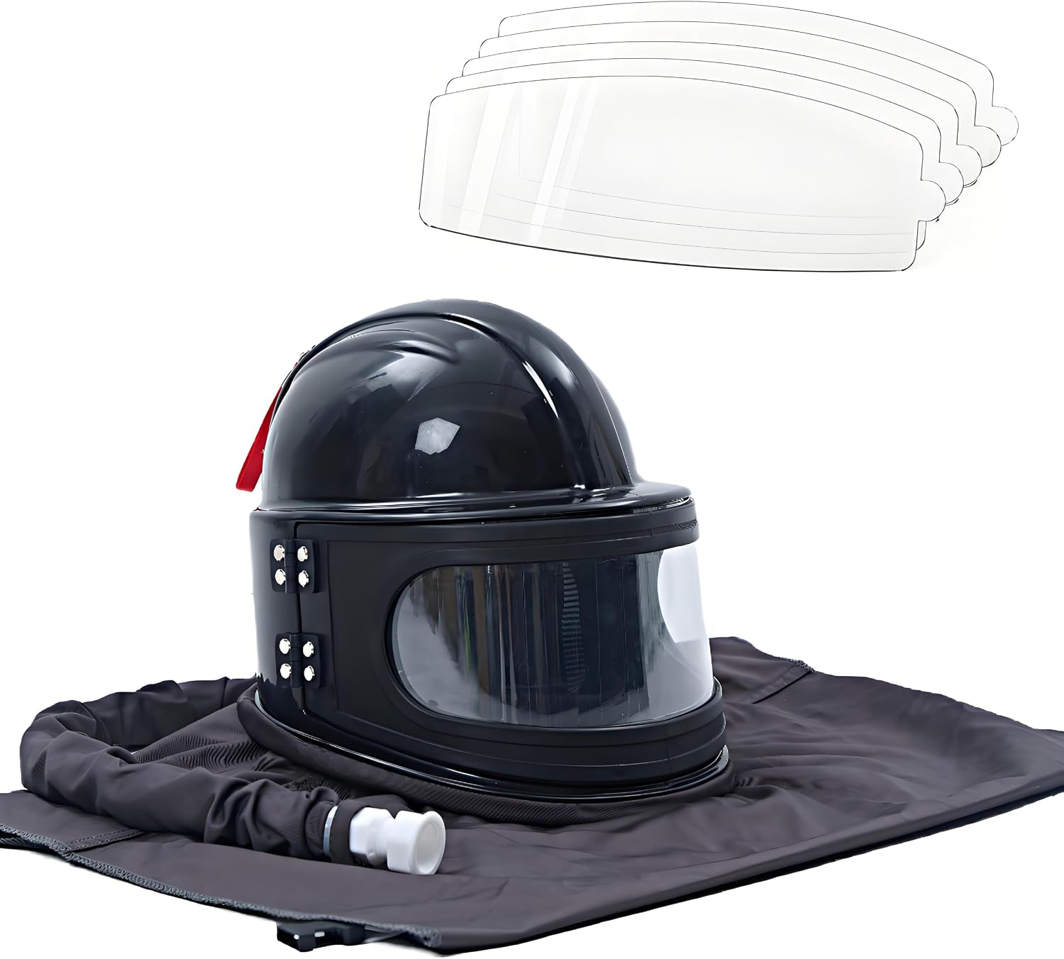 Industrial Sandblasting Helmet with 5 Replaceable Lenses