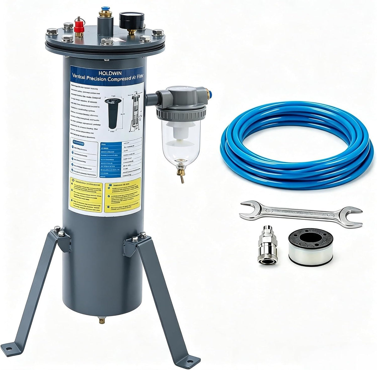 HOLDWIN Sandblasting Breathing Air Purifier G01 | 0.01μm Filtration, Regulator &amp; Gauge for Abrasive Blasting Respirator