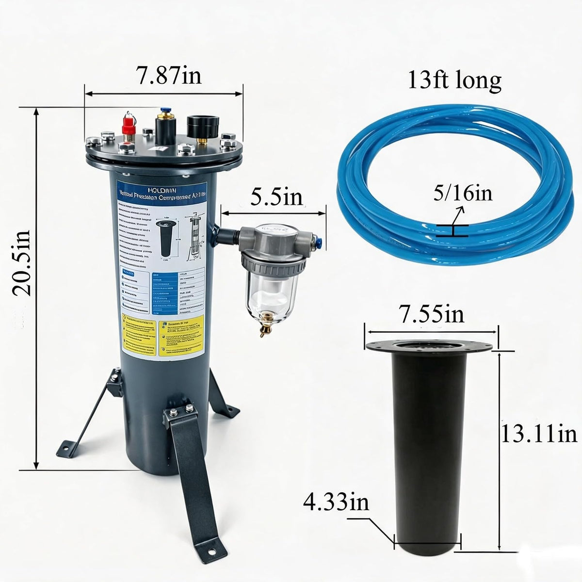 HOLDWIN Sandblasting Breathing Air Purifier G01 | 0.01μm Filtration, Regulator &amp; Gauge for Abrasive Blasting Respirator