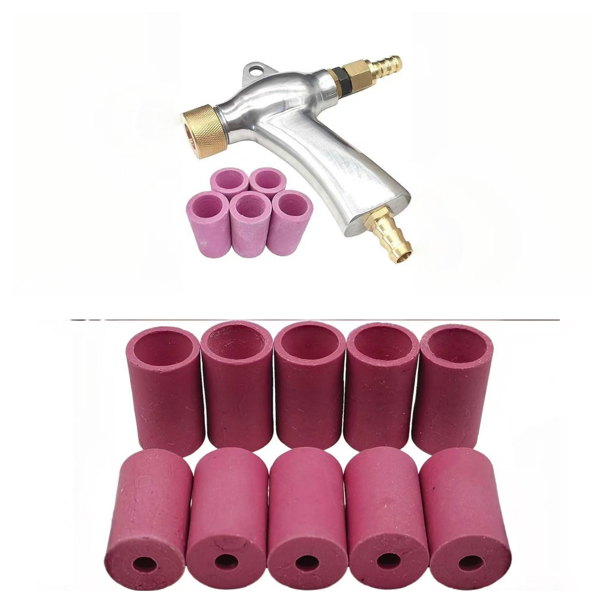 Pneumatic sandblasting gun + multiple nozzles