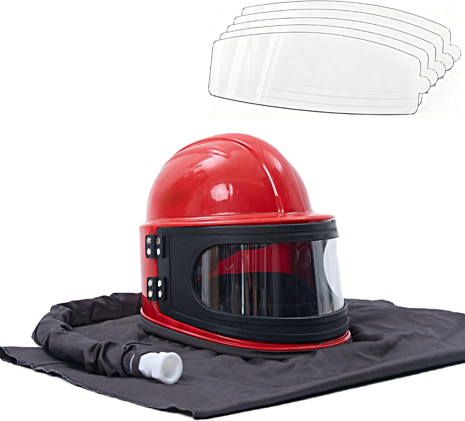 Industrial Sandblasting Helmet with 5 Replaceable Lenses