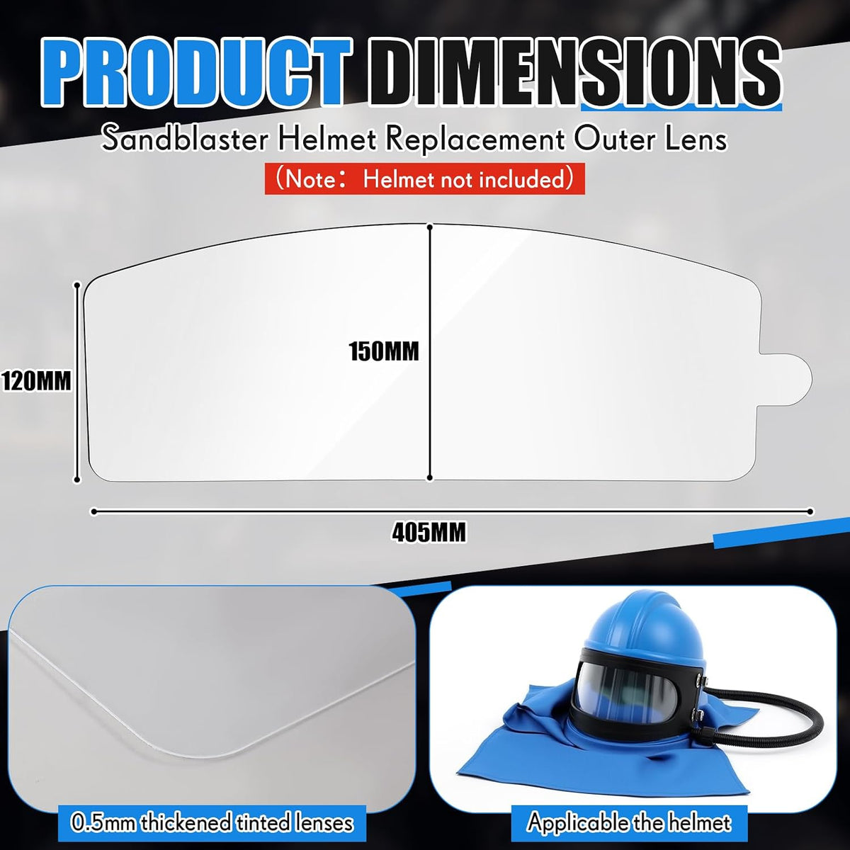HOLDWIN Sandblasting Helmet Replacement Outer Lens – Clear PVC Protective Lens