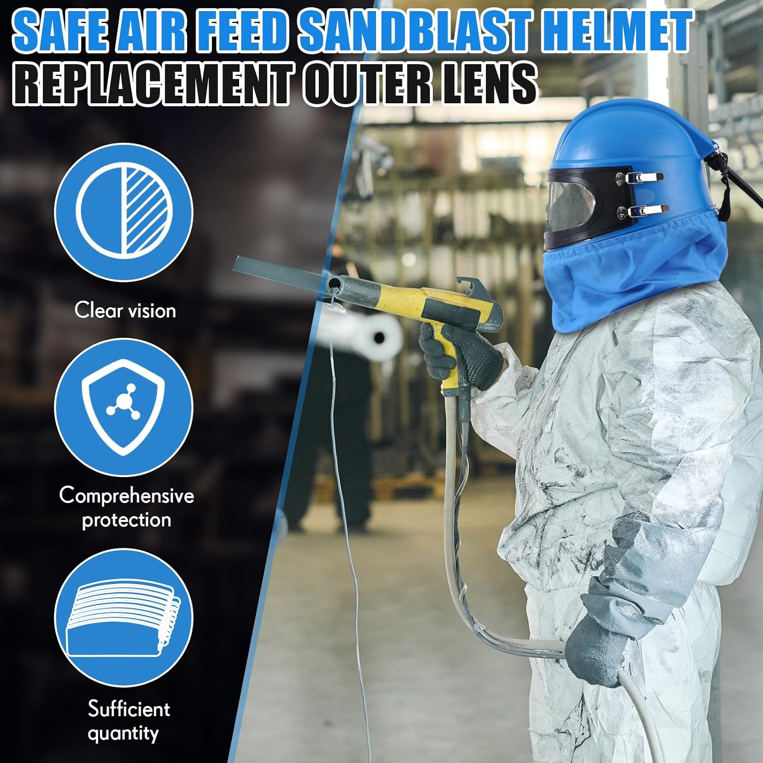 HOLDWIN Sandblasting Helmet Replacement Outer Lens – Clear PVC Protective Lens