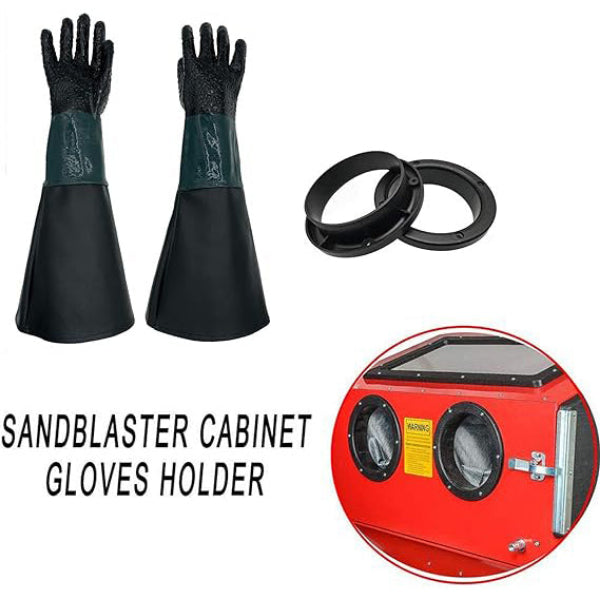 23.6" Rubber Sandblaster Gloves for Sandblaster Cabinets – Heavy Duty Protective Blast Gloves