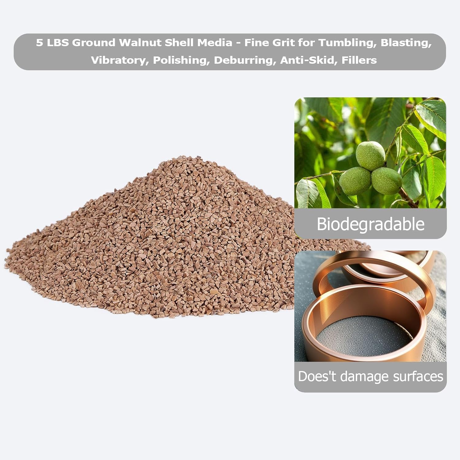 Natural Walnut Shell Media  for Tumbling & Sandblasting