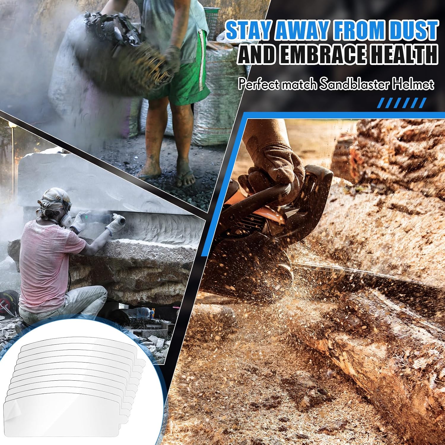 HOLDWIN Sandblasting Helmet Replacement Outer Lens – Clear PVC Protective Lens