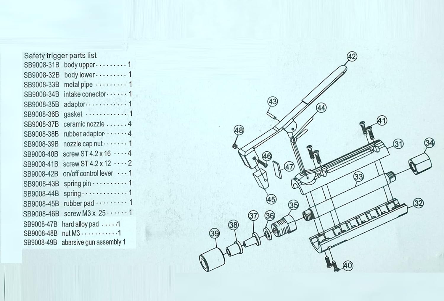 Pneumatic Sandblaster Gun Kit with 4 Ceramic Nozzle Tips for Surface Cleaning