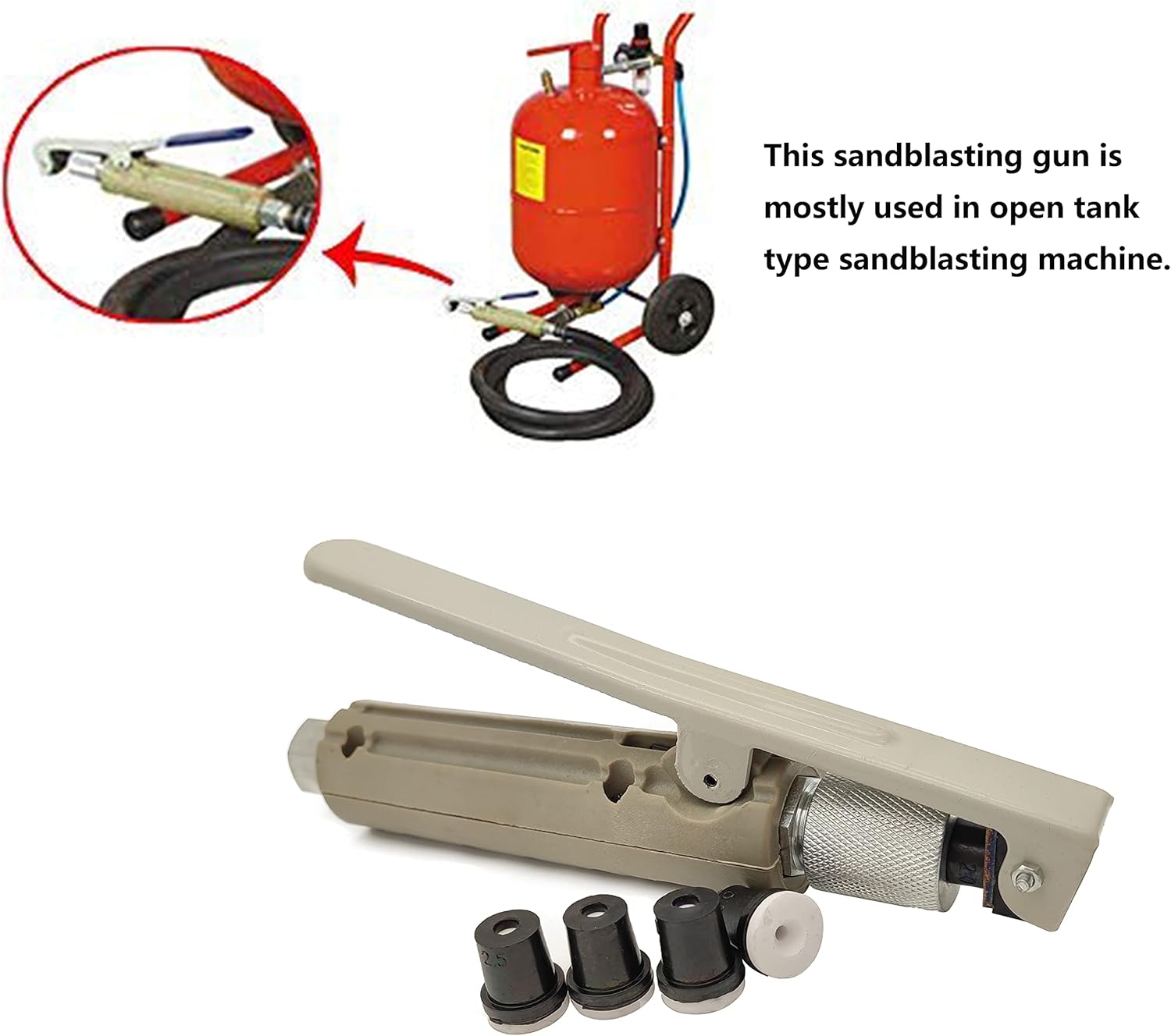 Pneumatic Sandblaster Gun Kit with 4 Ceramic Nozzle Tips for Surface Cleaning