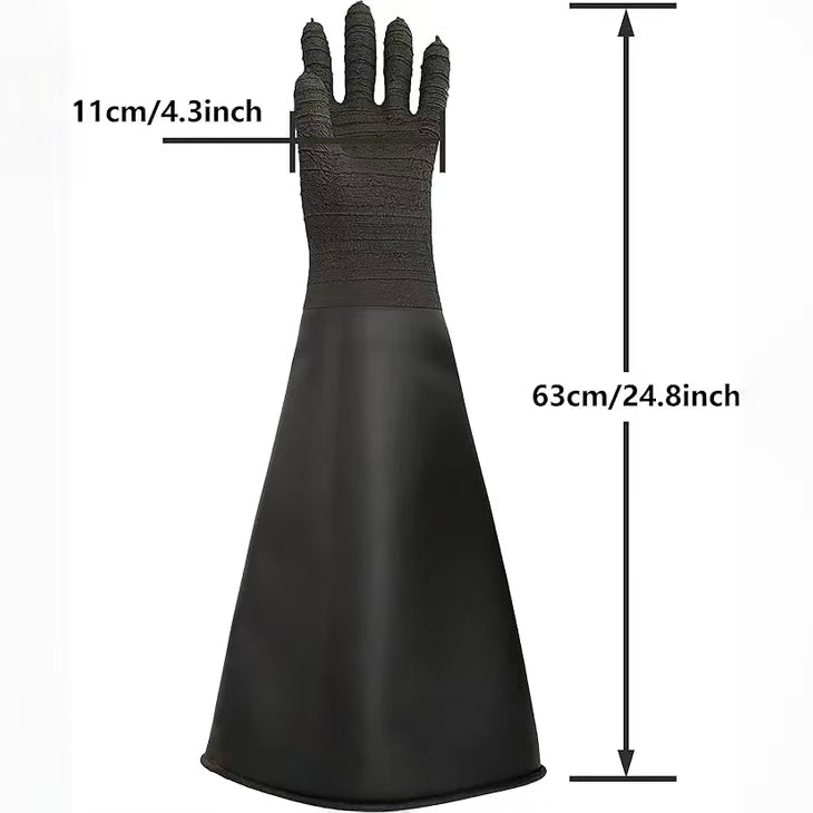Heavy-Duty Rubber Sandblasting Gloves(Striped model) – 24.8" Long Protective Gloves