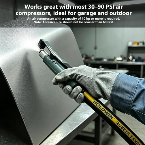 Heavy-Duty Pneumatic Sandblaster Gun with 10 Ceramic Nozzles