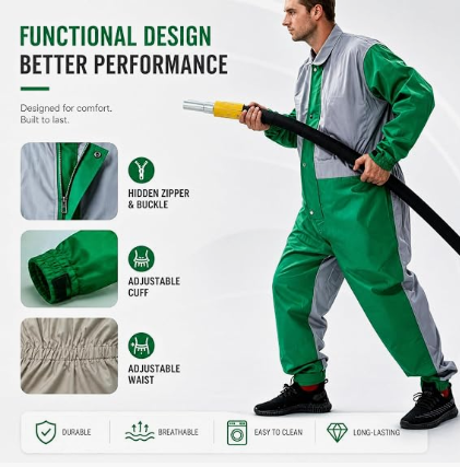 HOLDWIN Heavy-Duty Sandblasting Protective Suit – Blast & Paint Spray Coveralls