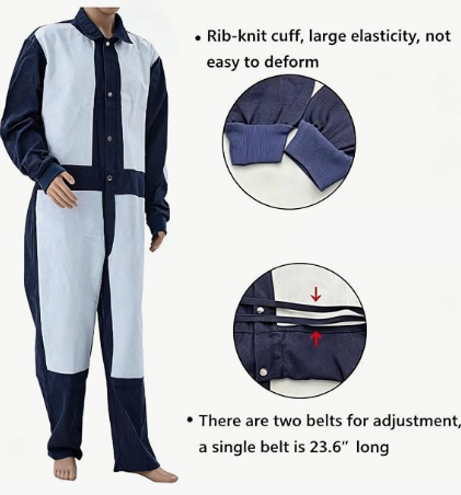 HOLDWIN Heavy-Duty Leather Sandblasting Protective Suit – Blast & Spray Paint Safety Overalls (Blue)