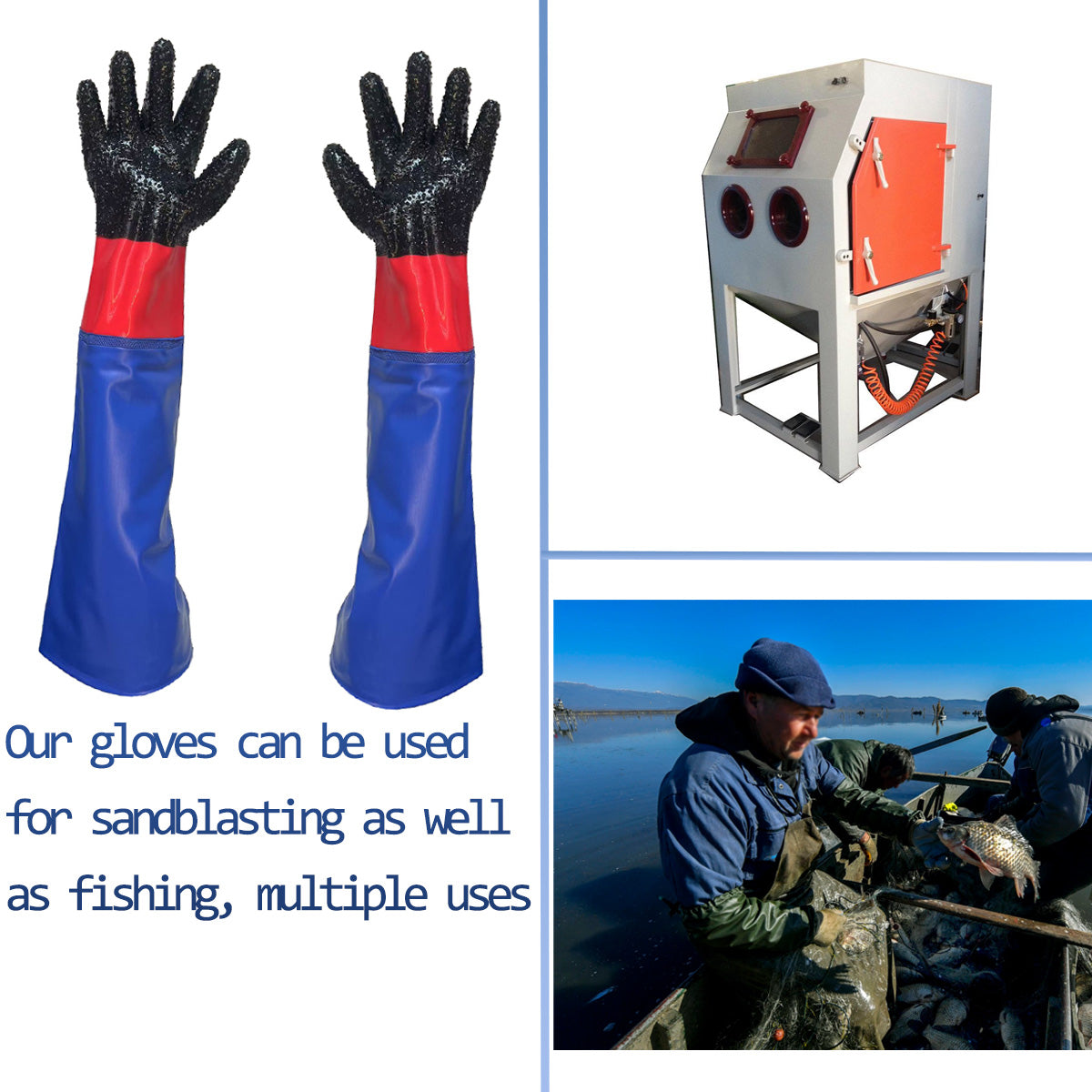 Holdwin Wholesale Sandblasting Machine Hand Sleeve Thickened with Small Particle Anti-Slip Protective Gloves 25.5′′industrial Gloves
