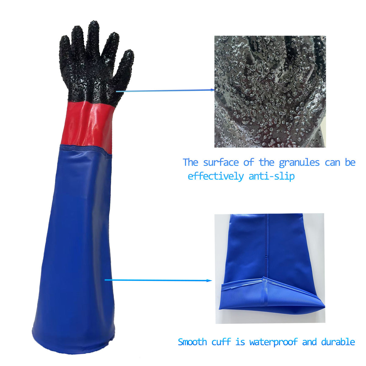 Holdwin Wholesale Sandblasting Machine Hand Sleeve Thickened with Small Particle Anti-Slip Protective Gloves 25.5′′industrial Gloves