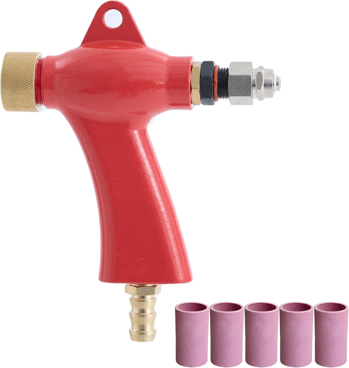 Red Sand Blaster Gun with 5 Ceramic Nozzles for Sandblast Cabinet